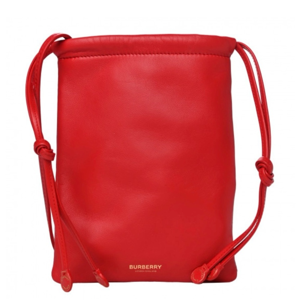 Authentic BURBERRY Calfskin Small Drawcord Pouch Red. Excellent condition!